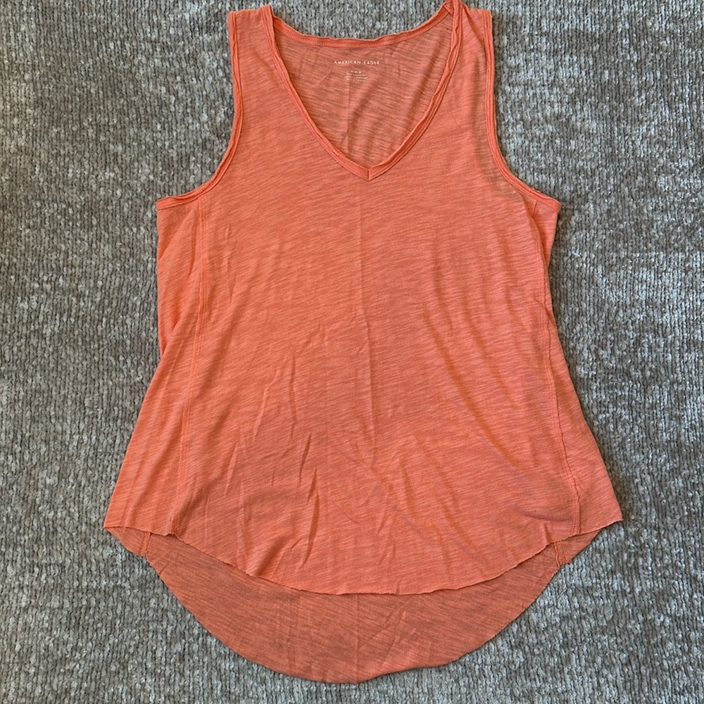 American Eagle Coral Pink V-Neck Tank Top